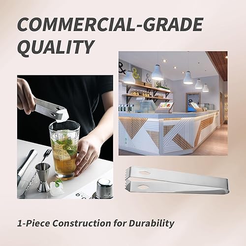 Miniatura 6 de BRBASAP Paquete de 2 pinzas pequeñas de acero inoxidable de 6 pulgadas para cocinar, ensalada, bartending plateado