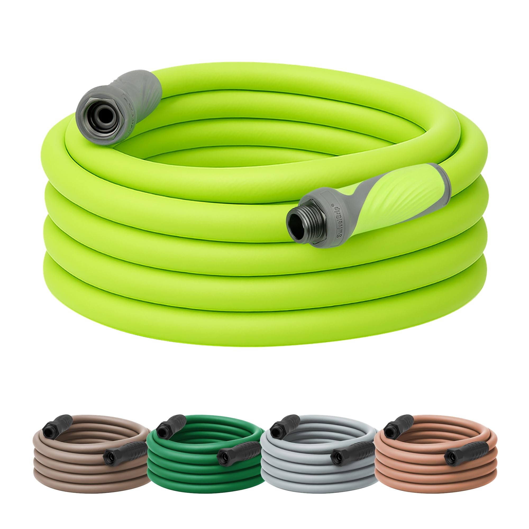 Flexzilla Manguera de jardín con agarre giratorio, 5/8 pulgadas. x 50 pies, resistente, ligera, segura para agua potable, ZillaGreen - HFZG550YWS-E