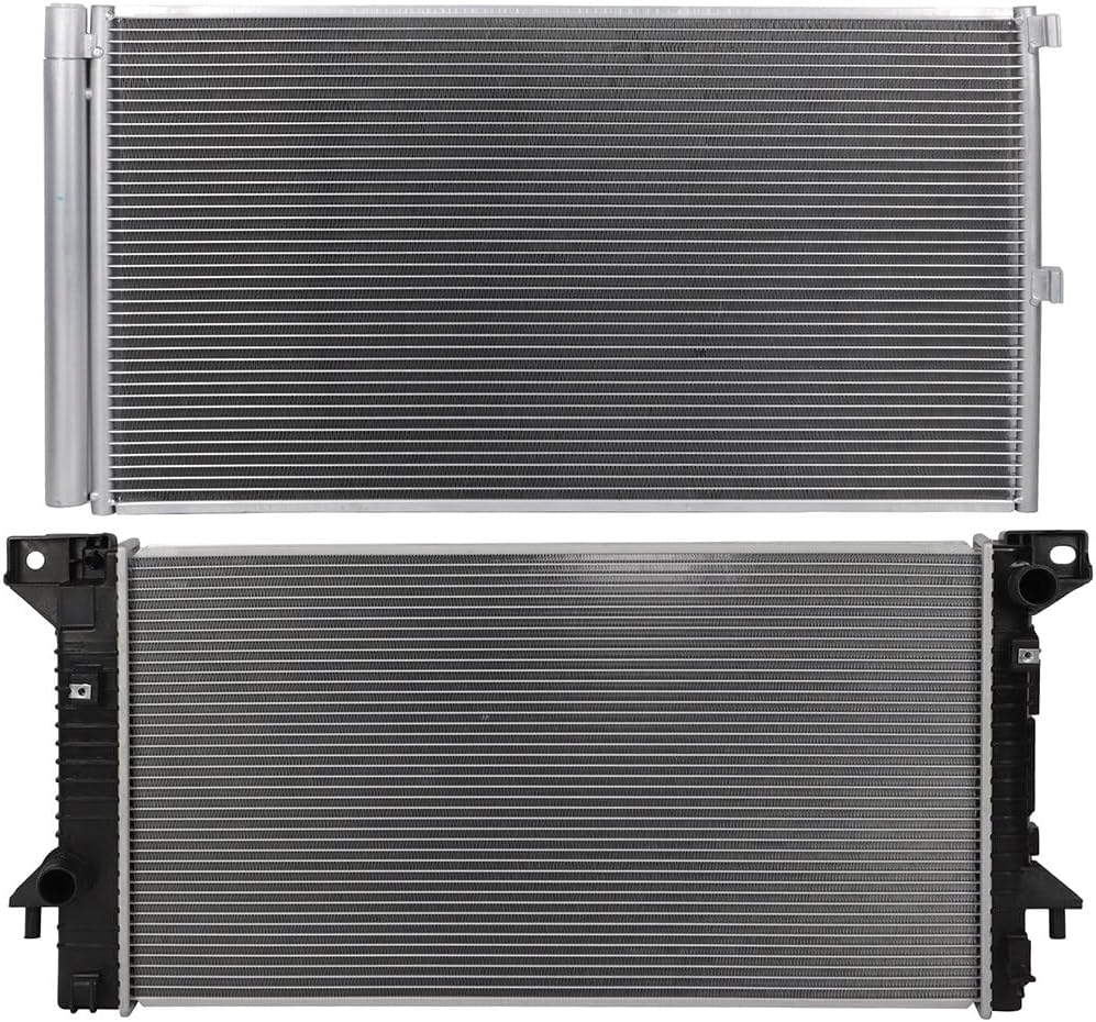 SCITOO Auto Radiator 1 + Condenser 1 Fit for 2015-2017 for Expedition 3.5L 2011-2014 for F-150 3.5L 2011-2014 for F-150 3.7L 5.0L 2011-2012 for F-150 6.2L 2015-2017 for Lincoln for Navigator 3.5L