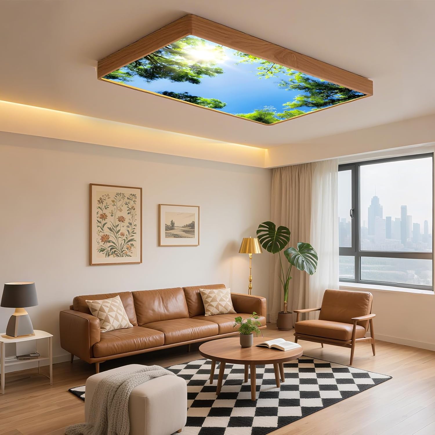 4 Pcs Fluorescent Light Covers for Ceiling Lights Classroom, Stylish Fluorescent Lampshades Classroom Light Covers Magnetic, Modern Ceiling Light Cover for Office, Home, Hospital (Seasons Forest)