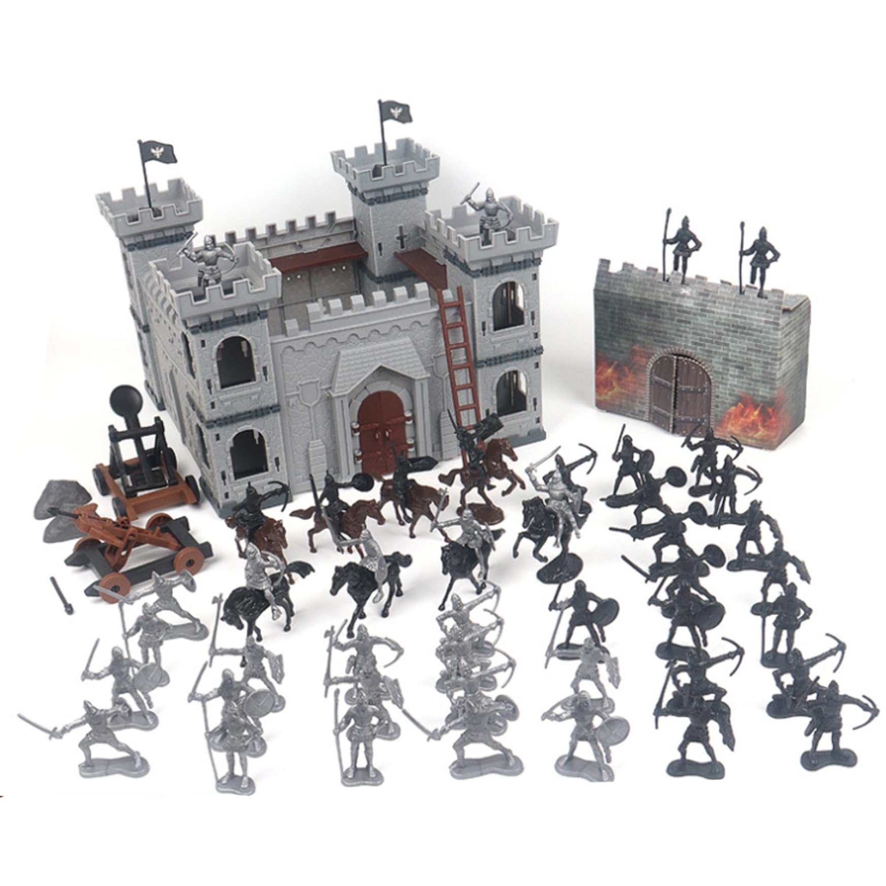 Set di soldatini, 104 pezzi/set giocattoli di soldati antichi, figure d'azione di uomini dell'esercito di cavalieri medievali, modello di castello fai da te unico per feste di compleanno di raga