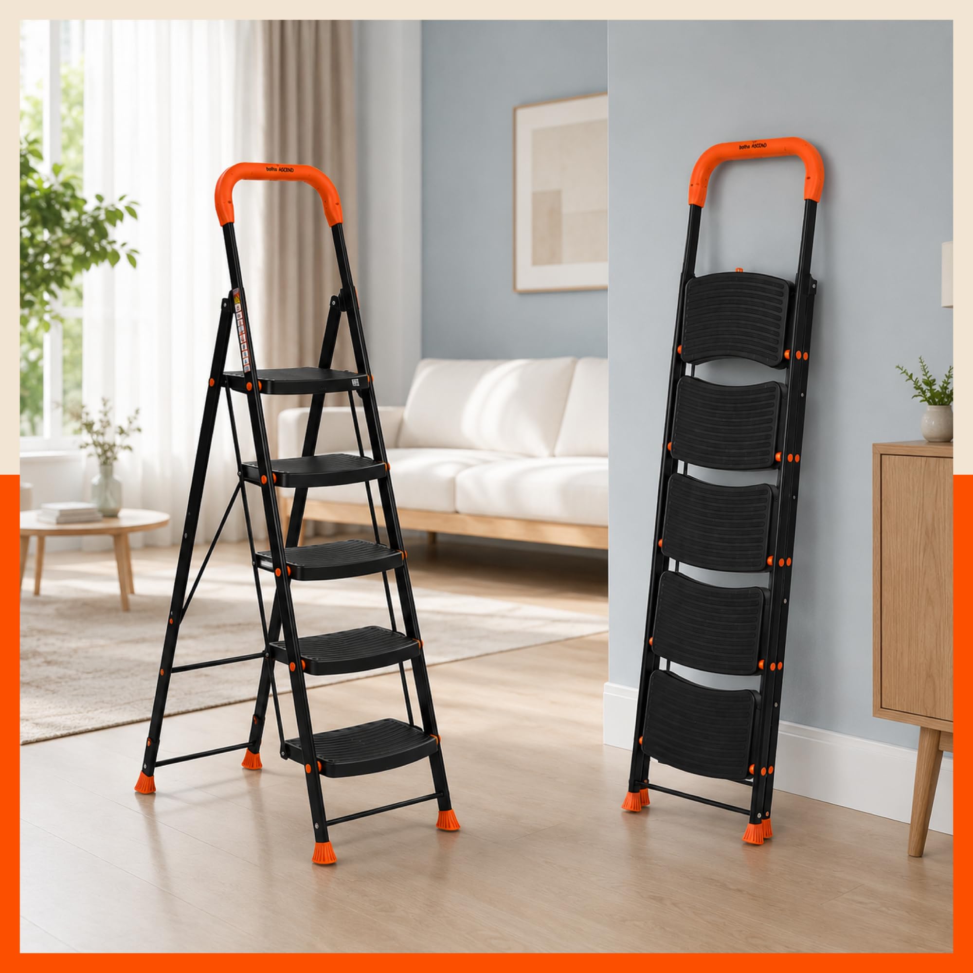 Bathla 4 Step Steel Ladder - Heavy Duty & Safe -11