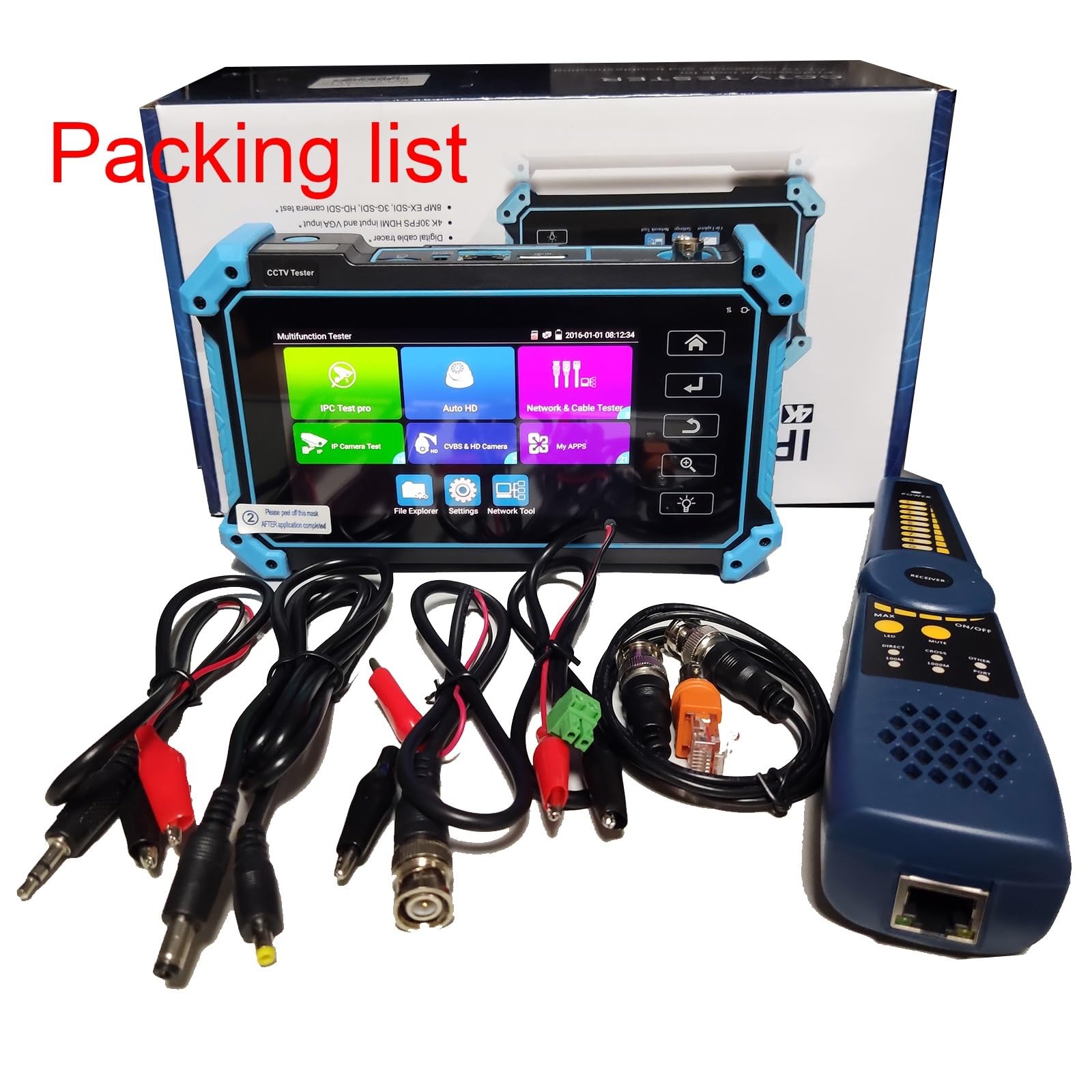 Tester CCTV, Tester CCTV IP Monitor 5 W 1 IPC5100C Plus 4K IP 8MP CVI TVI AHD Analogowe Wejście VGA Z Kablem Tracer POE(IPC5100C plus)