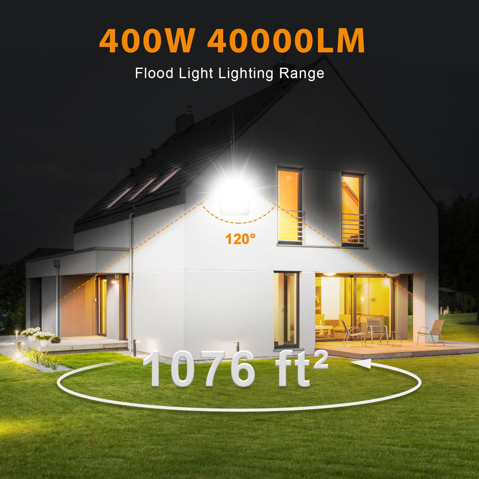 LED Strahler Außen 400W 6000K Kaltweiß LED Fluter 540 LEDs Superhell 40000LM Scheinwerfer, IP65 Wasserfest Aussenstrahler für Hell Garten Garage Sportplatz Hof Auffahrt Türen