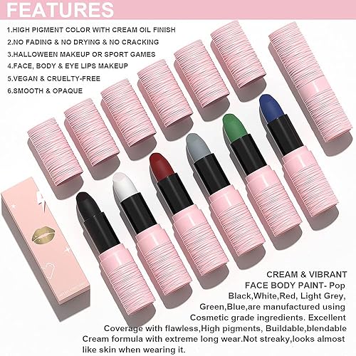 Miniatura 5 de evpct Juego de 2 lápices labiales negros y grises mate mate para la cara y el cuerpo, de alto impacto, con fórmula cremosa hidratante, béisbol,