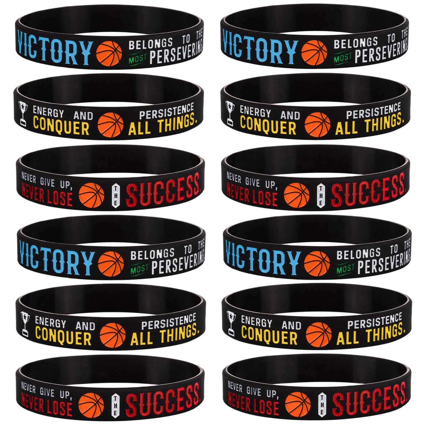 Buy Sainstone 12Pack Basketball Silicone Inspirational Bracelets, Power of Faith Rubber