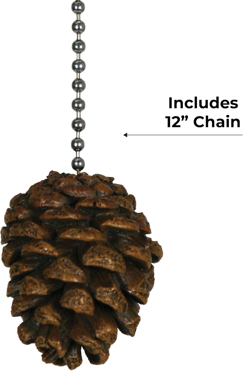 Rivers Edge Products Rivers Edge Products 12" Ceiling Fan Pull Chain Extender - Pull String Extension for Light Fixture - Decorative Poly Resin Switch Chains - Nature Home Decor for Bedroom, Kitchen,