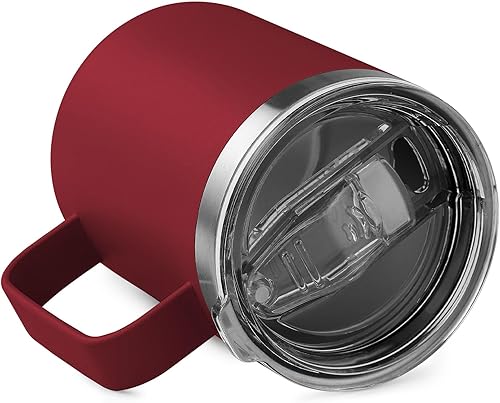 Miniatura 24 de Zulay - Taza de café aislada de 12 onzas con tapa, taza de campamento de acero inoxidable con asa, taza aislada al vacío de doble pared Duracoated