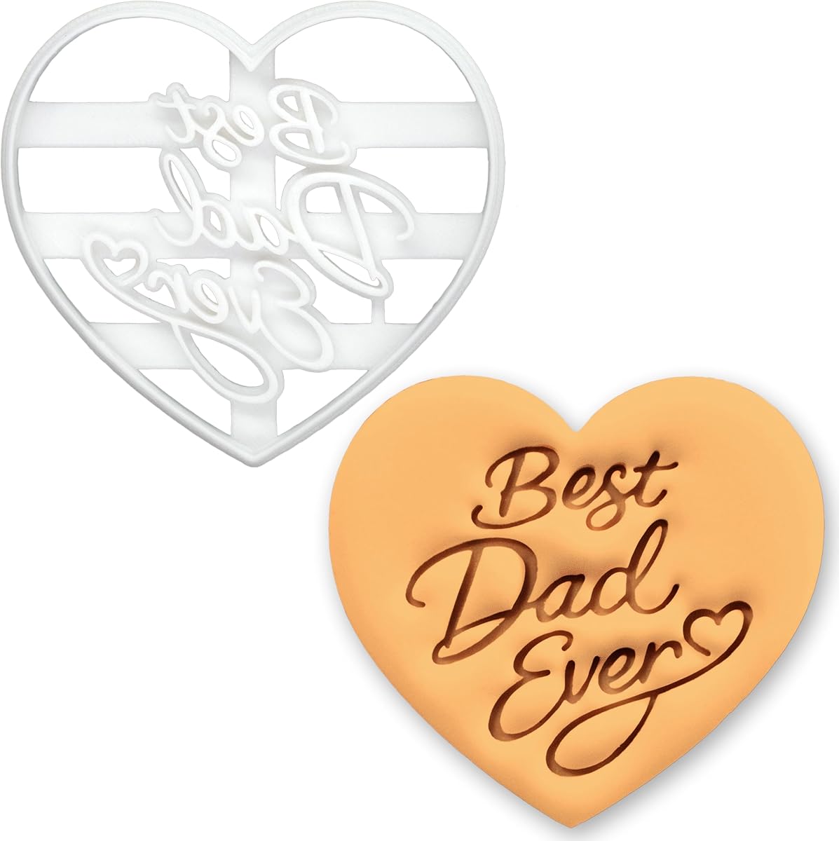 BAKERLOGY Best Dad Ever Cookie Cutter – Heart Shaped Fondant & Biscuit Cutter for Father’s Day, Daddy Birthday & Family Celebration Baking