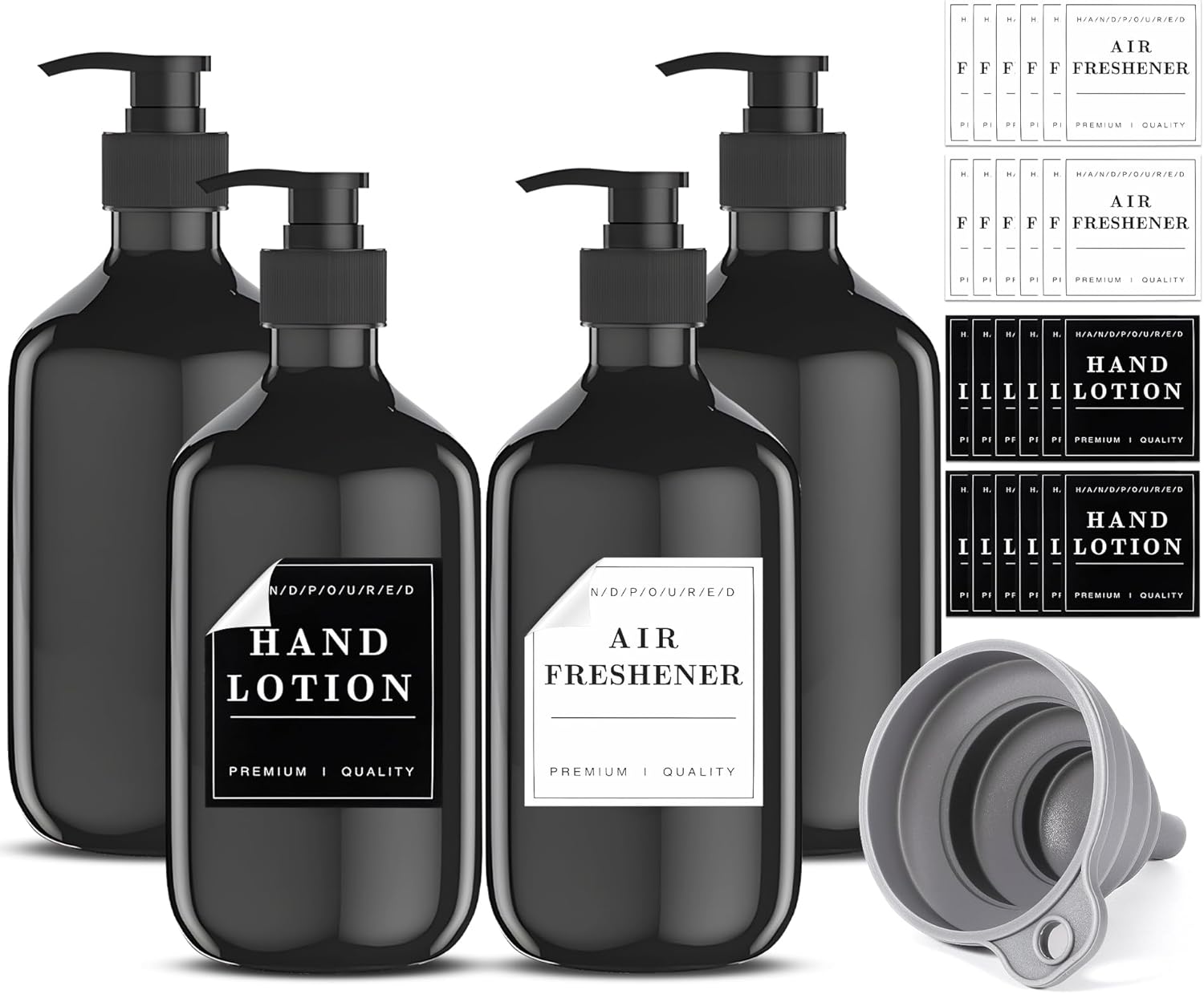 ENCOUN 4 Pezzi Dispenser Shampoo e Bagnoschiuma 500ML, flacone dosatore