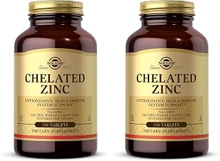 Solgar Chelated Zinc,250 Tablets-Zinc for Healthy Skin-Supports Cell Growth&DNA Formation-Exerts Antioxidant Activity-Supports A Healthy Immune System-Non GMO,Vegan-250 Servings,(Pack of 2)