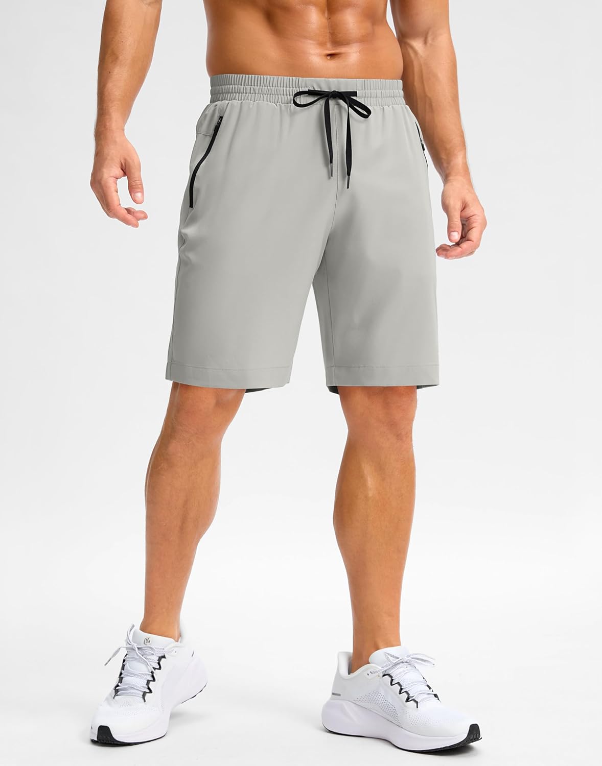 Pudolla Men's Running Gym Shorts with Zipper Pockets 9" Lightweight Quick Dry Running Workout Athletic Short - Image 2
