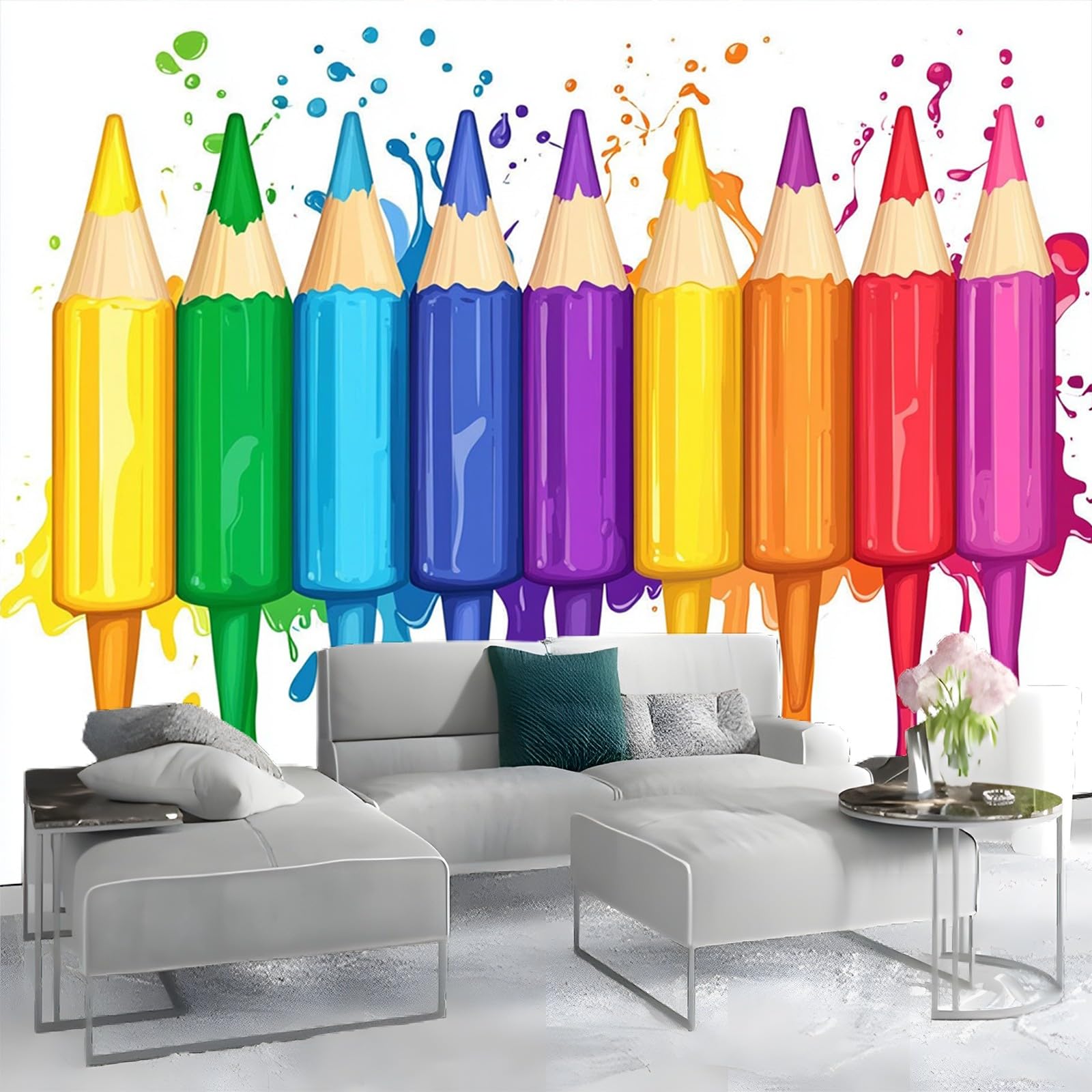Sztuka nowoczesna kolorowa farba ołowiana krople tła motyw 3D fototapeta 400 x 280 cm kolor niebieski tkany wysokiej jakości fototapeta - sypialnia salon plakat dekoracja naklejki plakat wystrój