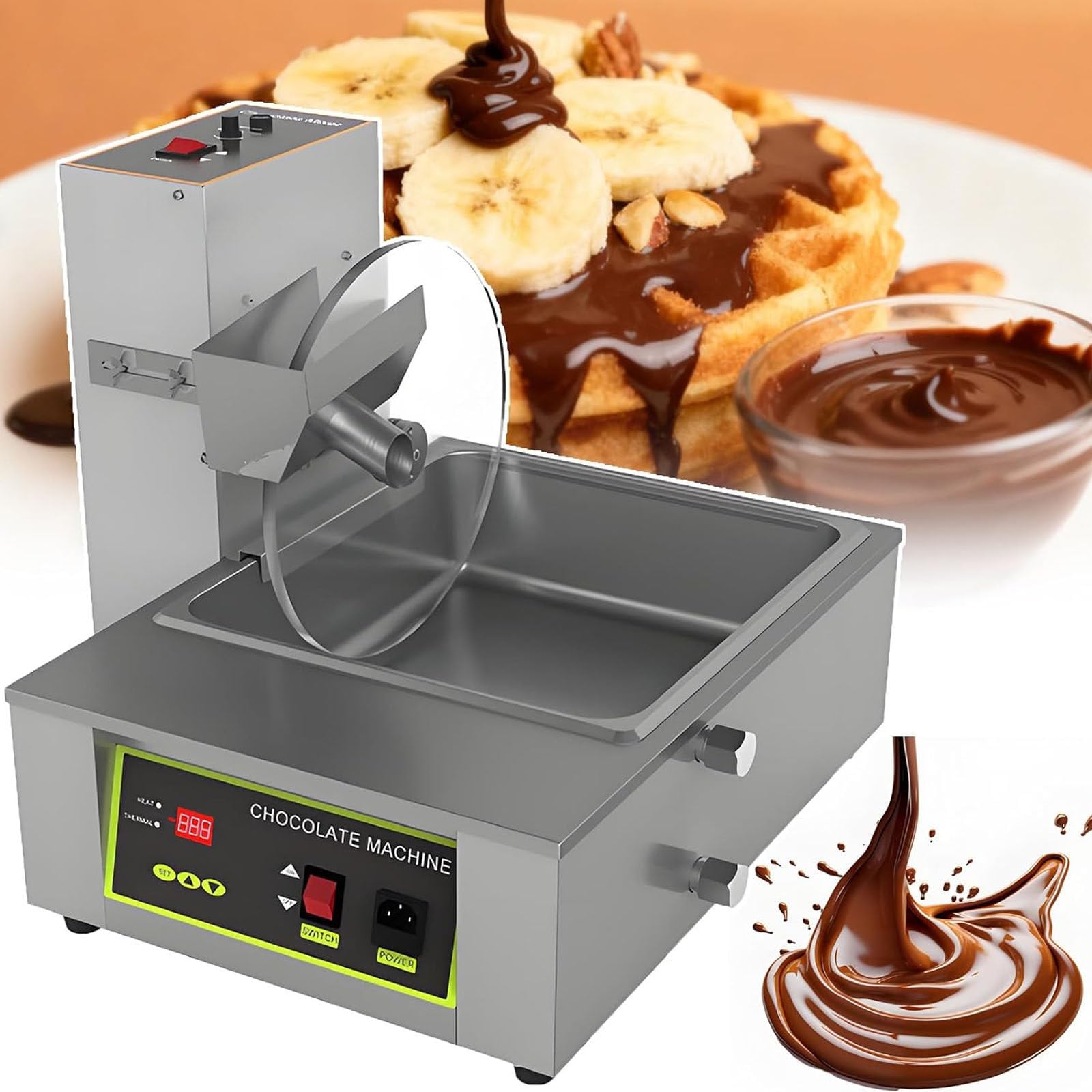 Mélangeur Automatique à Roue pour Chocolat avec cuve de Fonte – Tempéreuse avec contrôle précis de la température et de la Vitesse – pour enrobage, Moulage et nappage Professionnels 8kg
