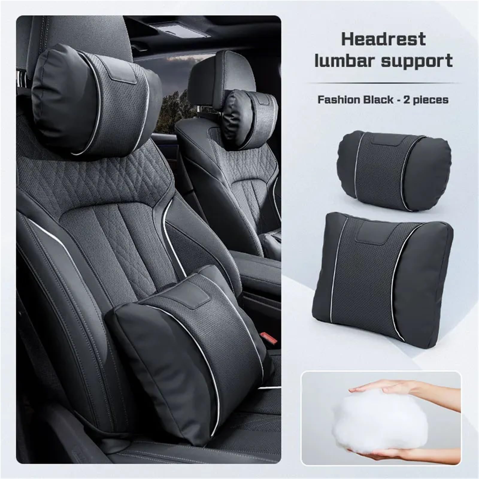 XYAOJUTU Auto Kopfstütze Passend für Land Rover, passend für Freelander 1 2, für Defender Discovery, für Jaguar, Nackenkissen-Zubehör Kopfstütze Für Autositz(Waist Brown 1pc)