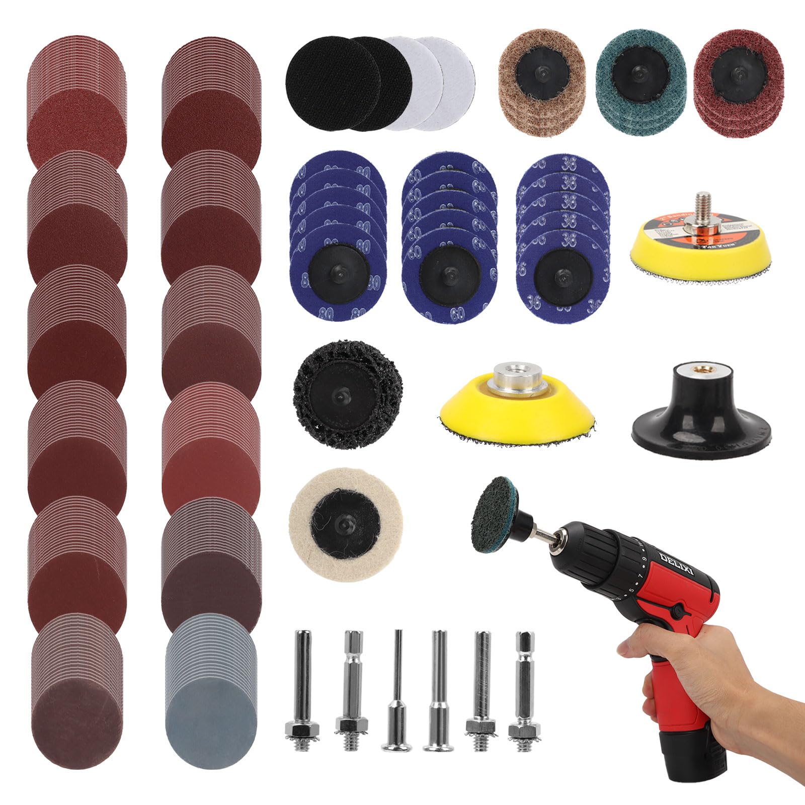 279 pezzi per avvitatore a batteria, pastiglie abrasive, dischi abrasivi in nylon, set di lucidatura auto, per rimuovere sbavature, ruggine e vernice
