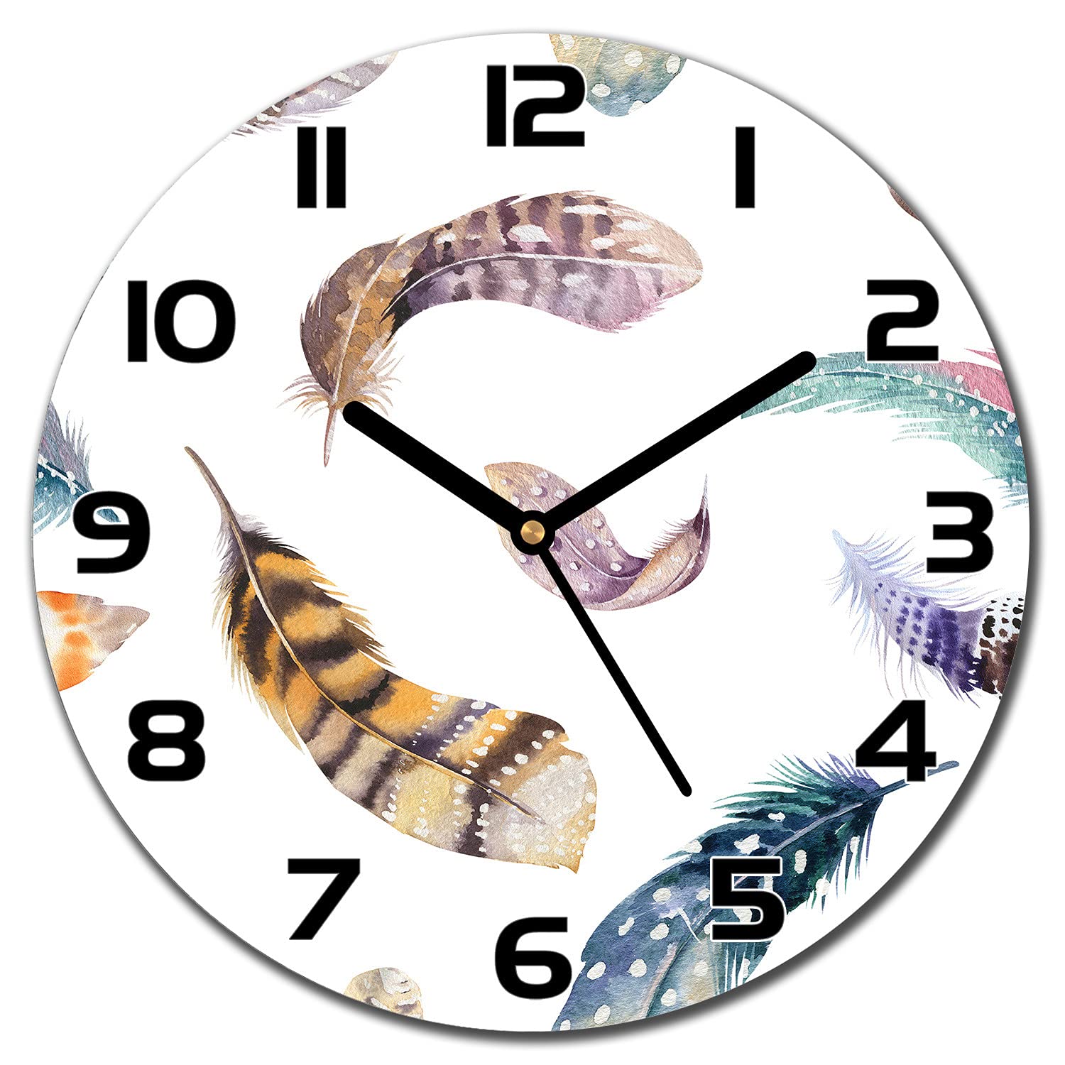 Horloge en verre cuisine salon lisible aiguilles noires