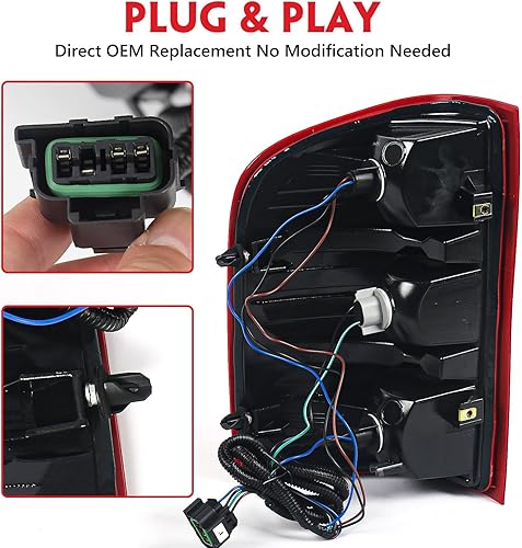 Miniatura 6 de Conjunto de luz trasera derecha compatible con Chevy Silverado 2007-2013, repuesto Silverado 07-13 1500 2500 HD 3500 HD, lámpara de freno trasera