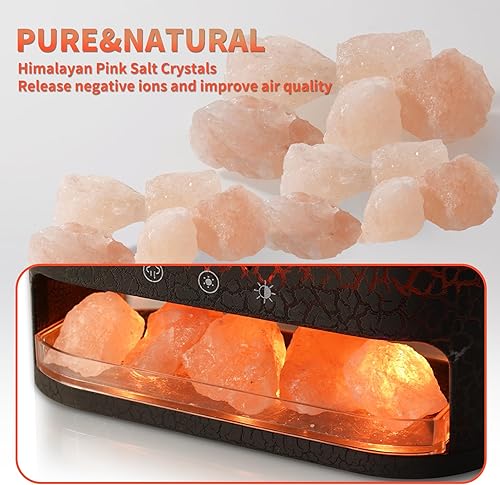 Miniatura 2 de BOHOFAM Difusor de aroma de sal del Himalaya y humidificador de aire con 2 modos de niebla de llamamedusa, difusor de aceite esencial con 6 luces de