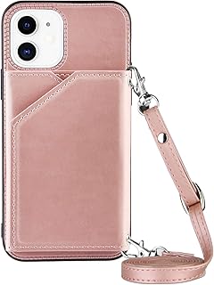 PekaTech Custodia con Collana per iPhone 11 con Cordino e Porta Carte, Cover Portafogli di Pelle PU [Antiurto] [AntiGraffio] [Antiscivolo] con Cordino Case con Laccio Tracolla, Rosa