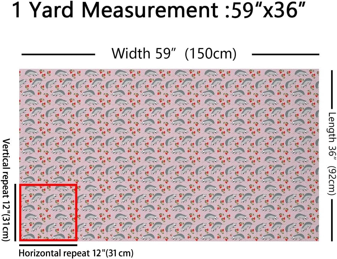 Opossum Fabric by The Yard Possums Gifts Upholstery Fabric for Chairs Sofa Possums Lover Kids Birthday Gift Possums Floral Decor Waterproof Outdoor Fabric Possum Stuffed Strawberry DIY Fabric, 3 Yards