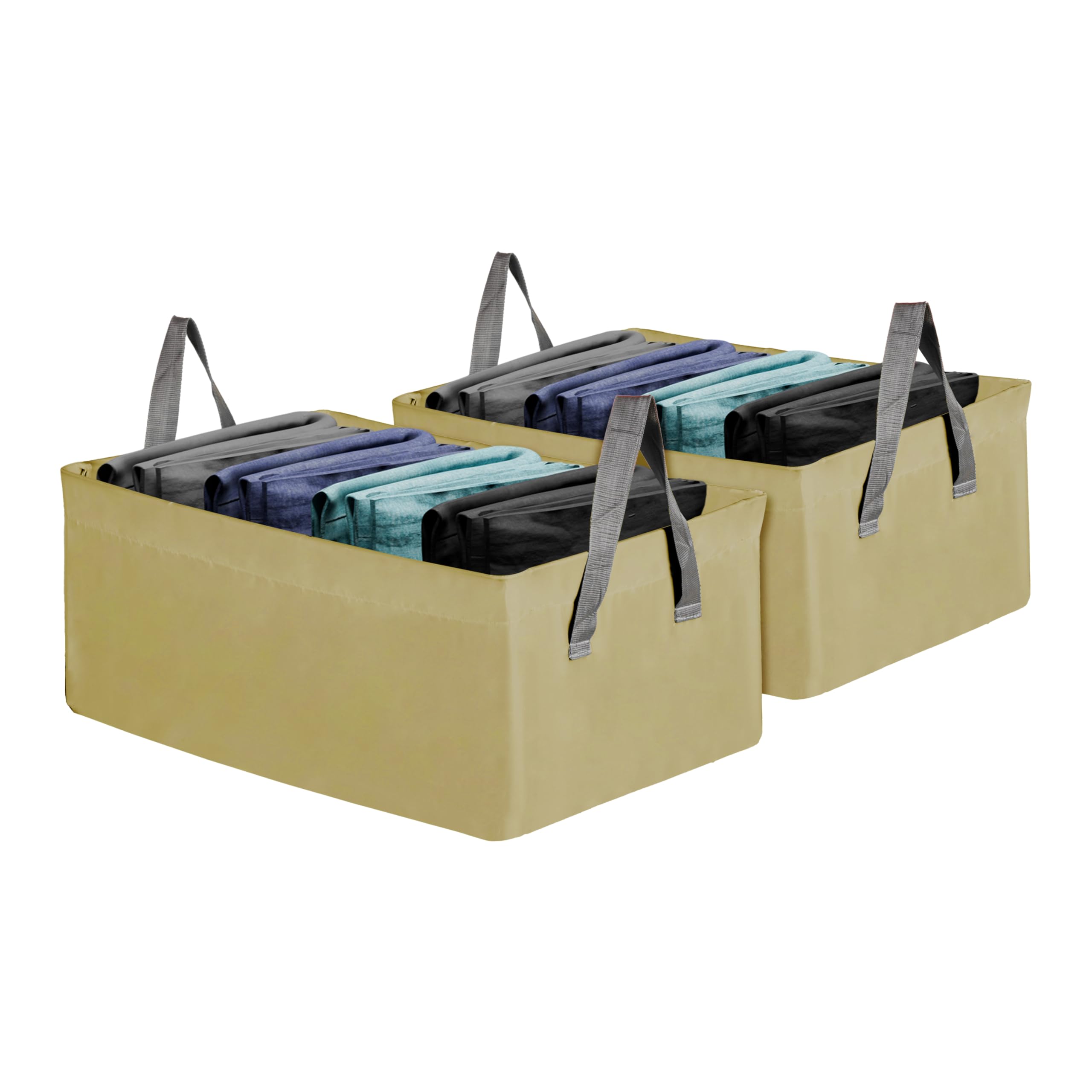 Kuber Industries Pack of 2 Wardrobe Organizer | Foldable Metal Frame Storage Baskets for Clothing | Parachute Storage Box for Pants, Sweater, Jeans | Drawer Organizer with Handles | Brown (B0D3F4G8T6) Amazon Price History, Amazon Price Tracker