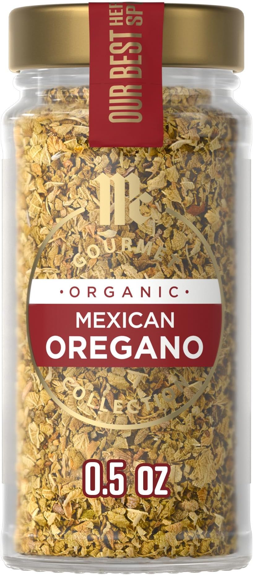 McCormick Gourmet Collection Mexican Oregano, Organic, Non GMO, Kosher, Our Best Herbs & Spices, Peppery Bite & Lemony Finish, Enhance Tex-Mex, Salsa, Chili & Cuban Black Beans, 0.5 oz