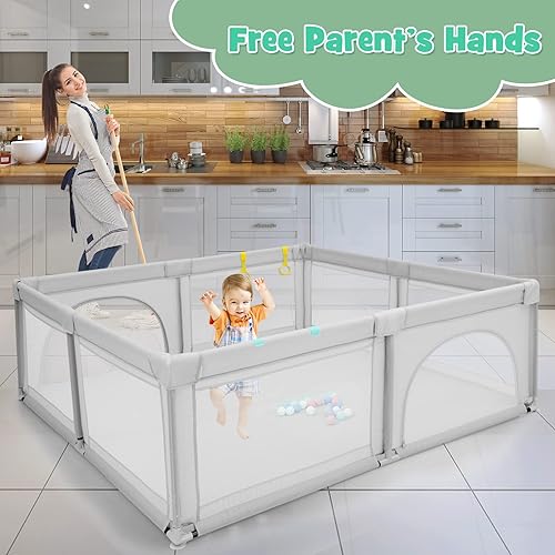 Miniatura 3 de Costzon Corral de juegos para bebés para niños pequeños centro de actividades para interiores y exteriores con bolas de océano ventosas