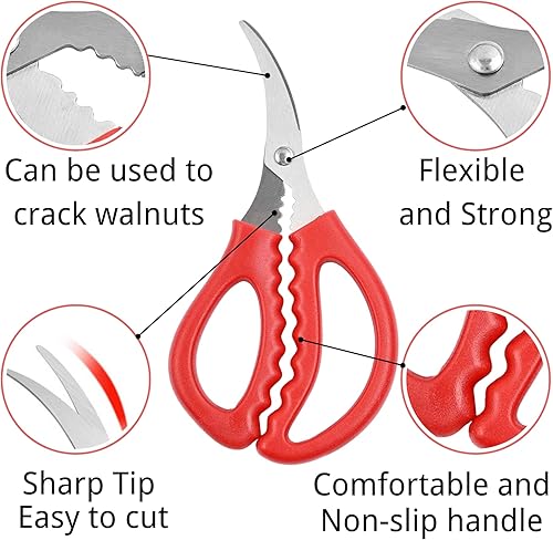 Miniatura 5 de Tijeras de mariscos de cocina para patas de cangrejo, tijeras multifuncionales de acero inoxidable, tijeras de langosta, galletas de cangrejo y