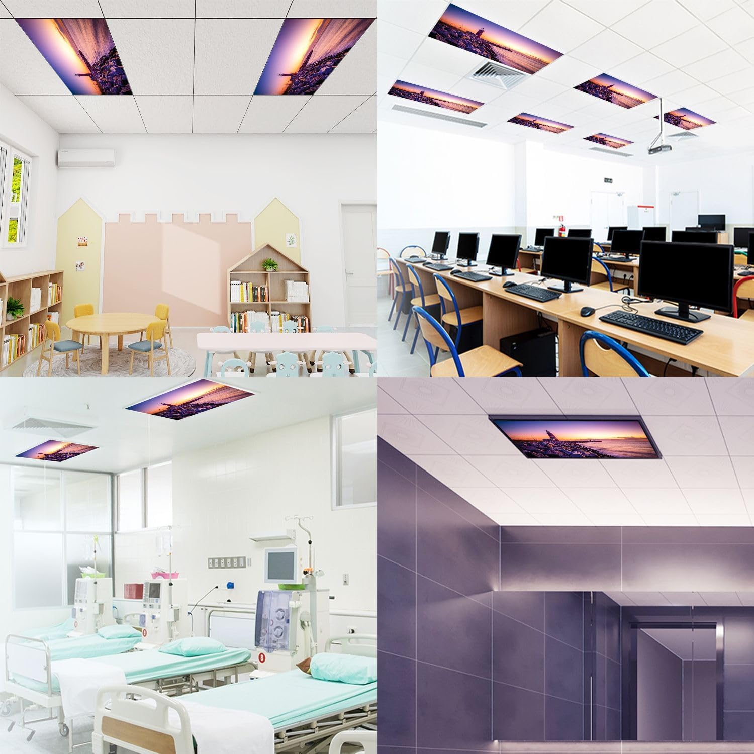 Fluorescent Light Covers for Ceiling Lights Horse Marken Lighthouse Easy to Install Magnetic Light Filter for Classroom Office Hospitals School Home Decor