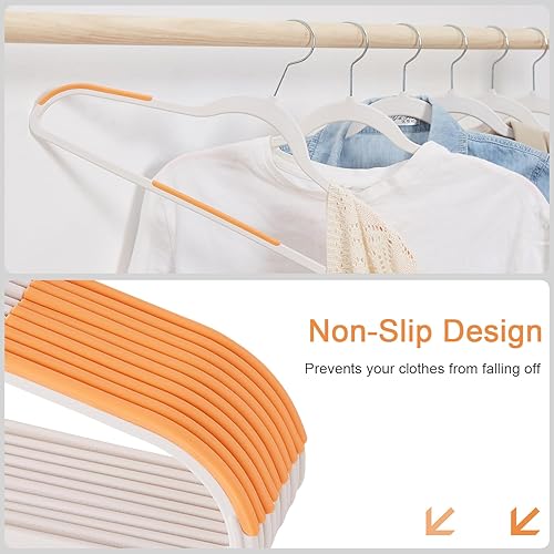 Miniatura 4 de VECELO Paquete de 25 perchas de ropa, colgador de plástico antideslizante, gancho giratorio de 360 y ahorro de espacio para armario de dormitorio,