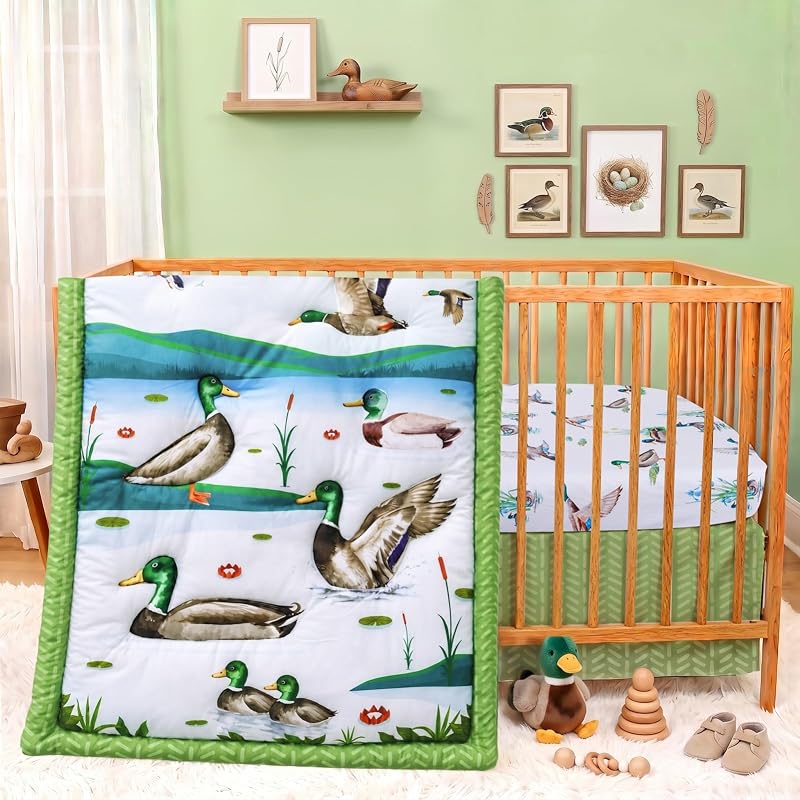 Mallard Duck Baby Crib Bedding Set Neutral Nursery Comforter Bed Sets