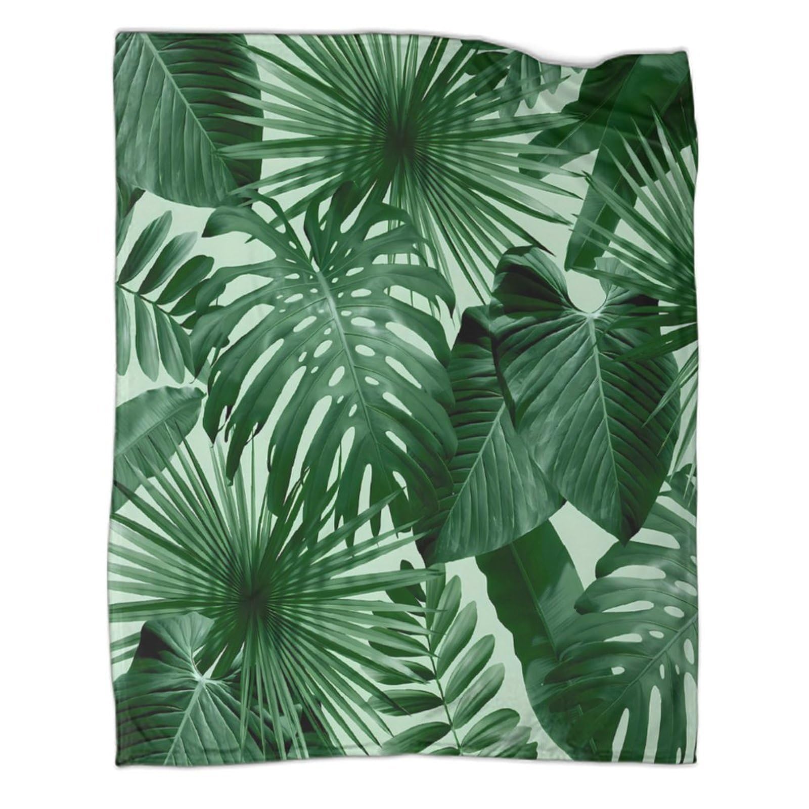 Couverture de dortoir feuilles tropicales 127x152cm douce toutes saisons