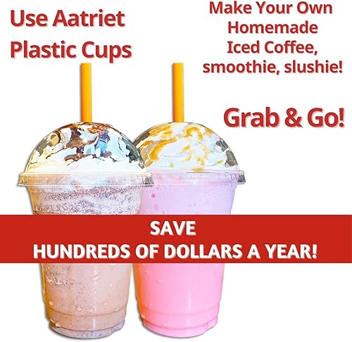 Miniatura 4 de Vasos de plástico transparente de 12 onzas con tapas de cúpula, 100 juegos de tazas desechables para fiestas para café helado, bebidas frías,