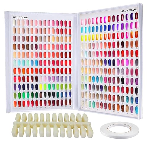 Tabla de colores de uñas 308 libro de esmalte de gel UV para uñas tablero de diseño de práctica puntas falsas exhibición de muestras de uñas arte de