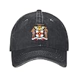 Vintage Cap Coat of Arms of Jamaica Jamaicans Baseball Cap Dad Hat Trucker Caps Golf Hat for Men Women Washed Cotton Distressed Low Profile Adjustable Black