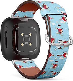 CJBROES Replacement Leather Watch Band, Compatible with Fitbit Versa 3 and Fitbit Sense of Wristband Bracelet Accessory - Cute Helicopter Cartoon