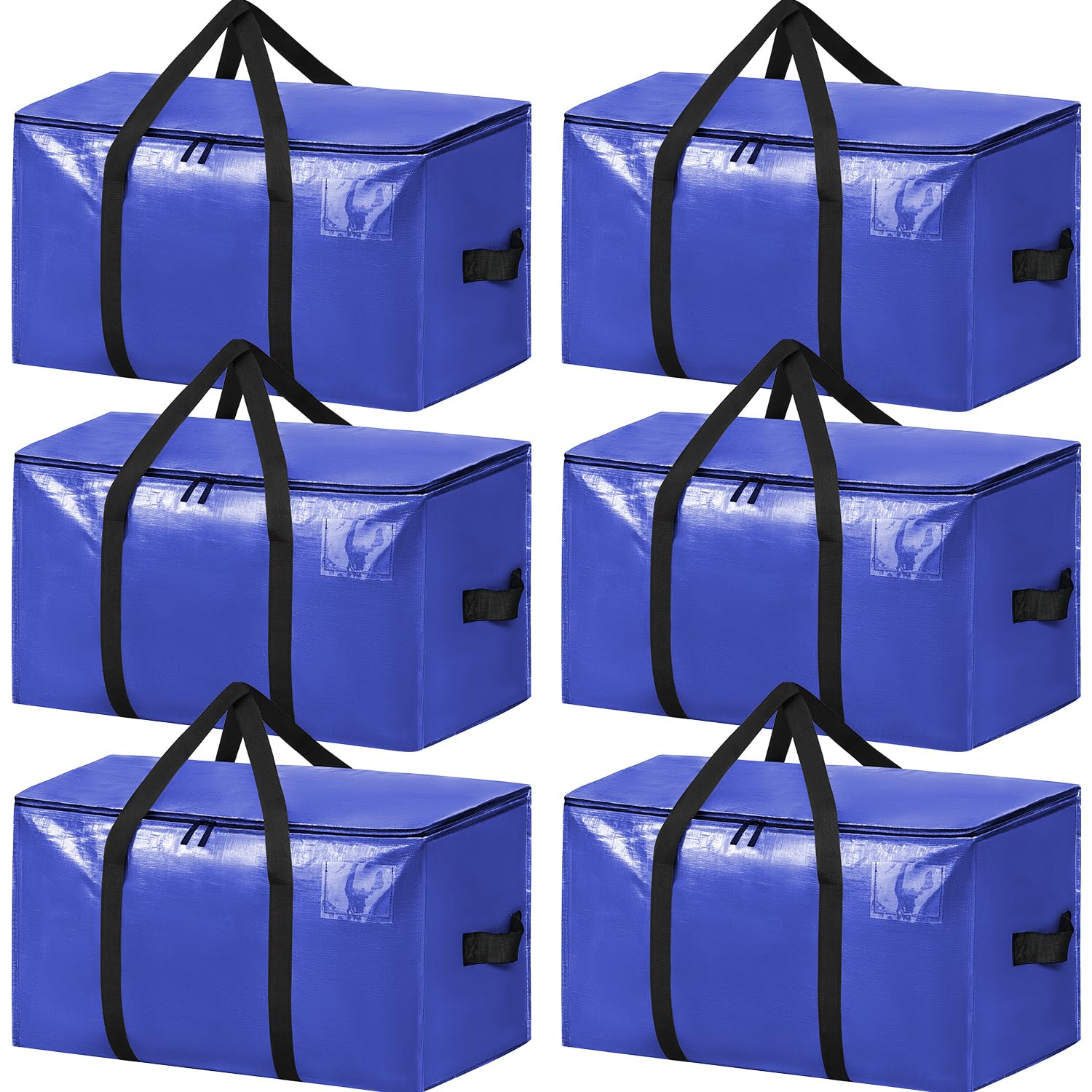 BAGAIL Heavy Duty Moving Bags with Strong Handle, Extra Large Moving Boxes, Storage Tote for Clothes, College Moving Supplies(Dark Blue, 6 Pack)