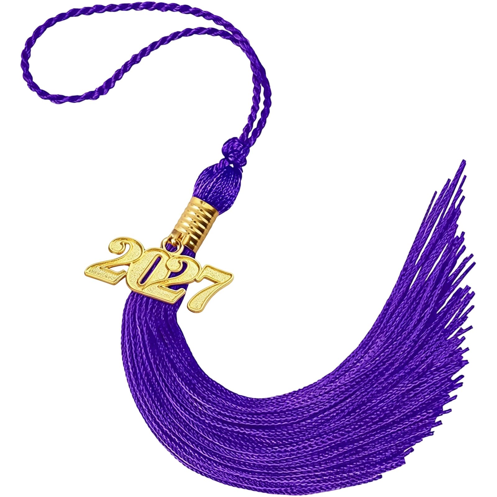 Zeiwohndc Purple 2027 Polyester Graduation Tassels With Secure Clip For Cap And Craft Projects Soft Polyester Tassels