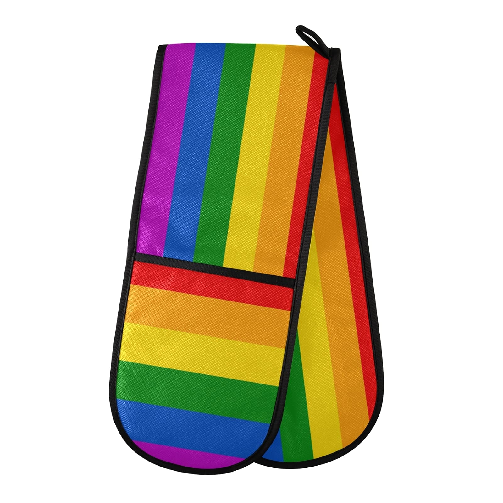 PUXUQU Oven Gloves Double Oven Mitts Gloves, Colorful Rainbow Heat Resistant Oven Gloves for Baking BBQ Kitchen Cooking Gloves