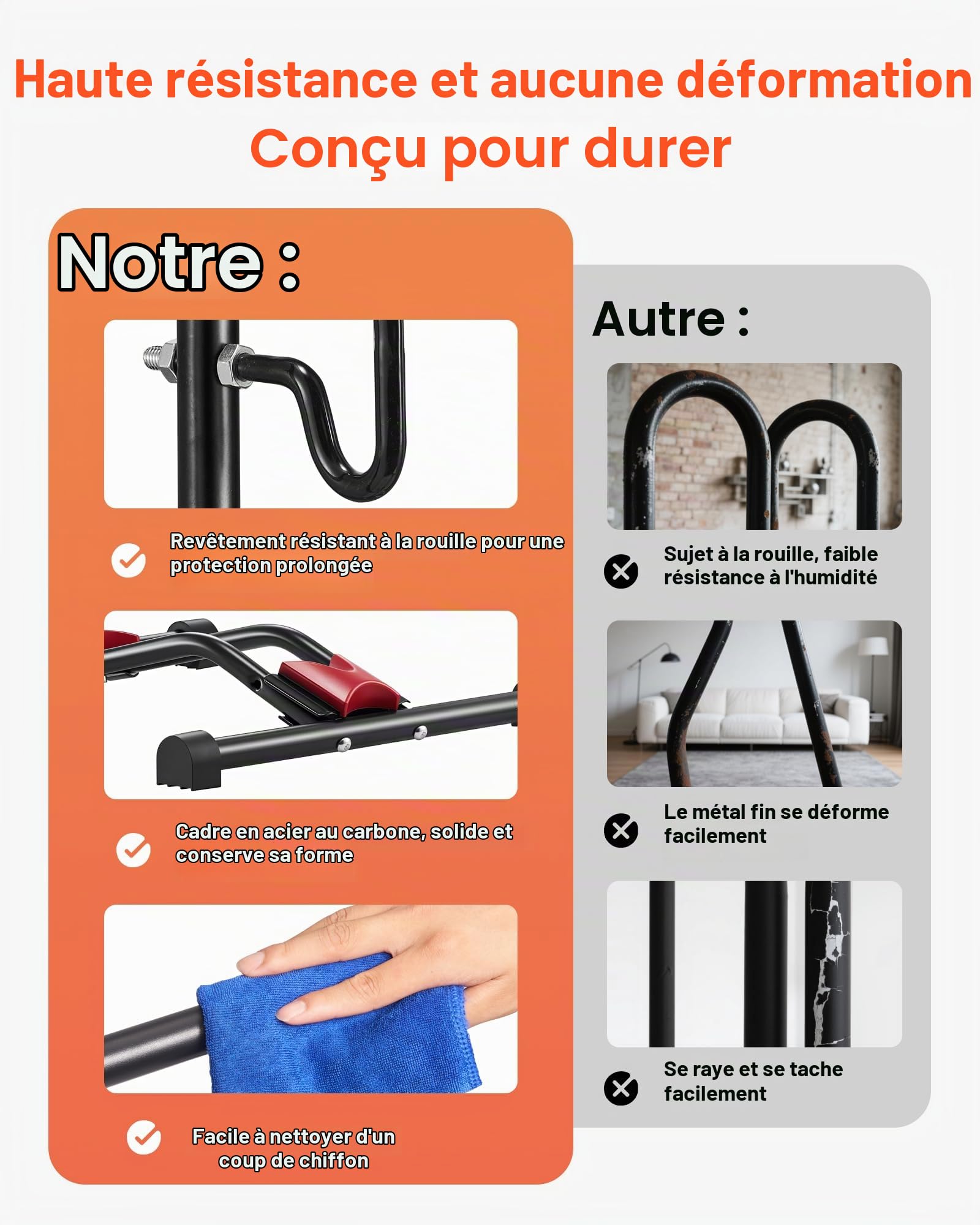 VEVOR Support à Vélo Compatible avec VTT et Vélos 406,4-700 mm, Porte-vélos Autoportant, Support de Rangement de Bicyclette Vertical et Horizontal, Range Vélo Sol pour Espace Réduit, Entrée, Garage
