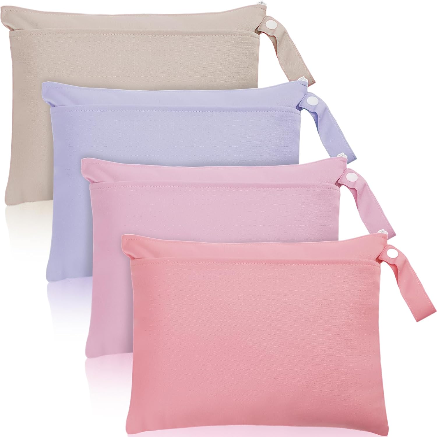 Shappy 4 Pieces Wet Dry Bag for Baby Cloth Diapers Wet Diaper Bag Washable Travel Bags Reusable with 2 Pockets for Pool Yoga Gym Travel Beach Swimwear Clothes (Blue & Purple)