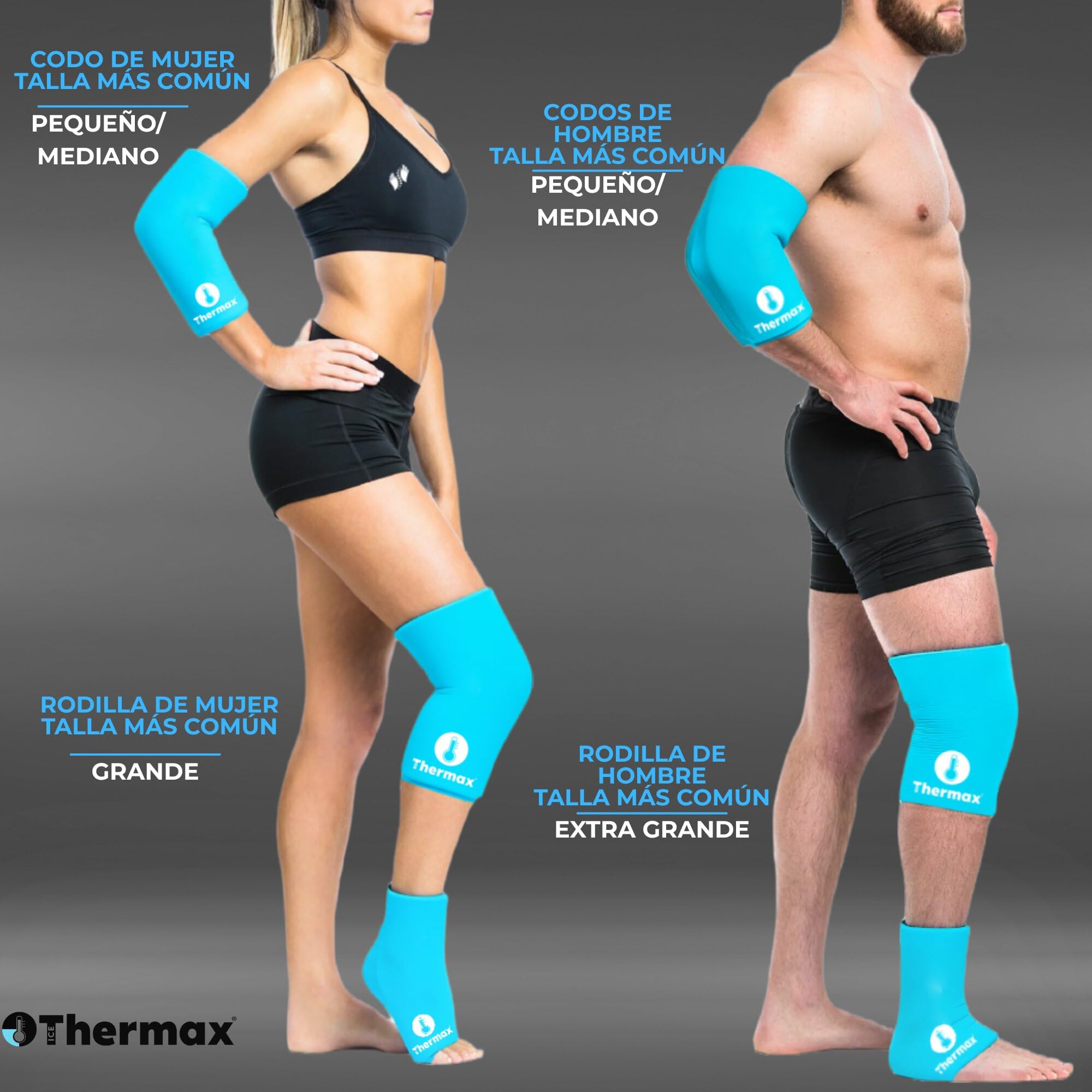 Thermax IceThermax Sleeves Mangas Compresivas Frío y Calor Reutilizables – Knee Brace, Rodillera, Tobillera y Manga Brazo, Compresa Gel Terapia para el Dolor Articular