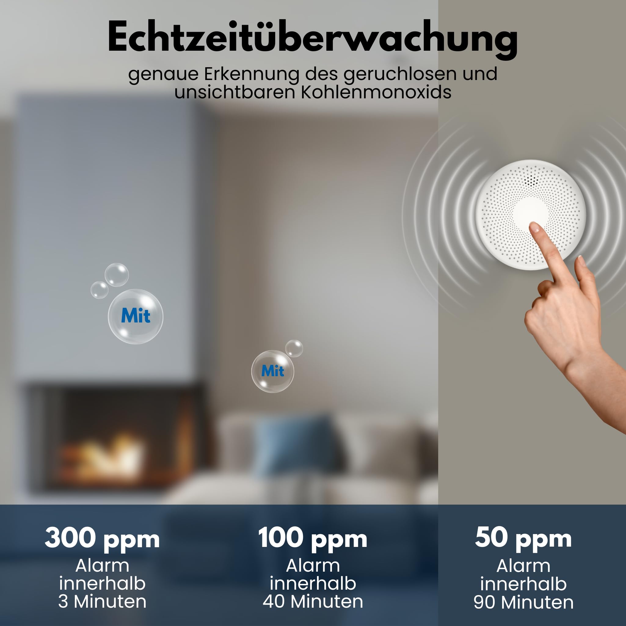 Aroha Link Vernetzte Rauchmelder und Kohlenmonoxid Melder - 10 Jahre Batterie - Kombination CO Melder & Feuermelder Vernetztbar, Kombinationsmelder - 2 Set
