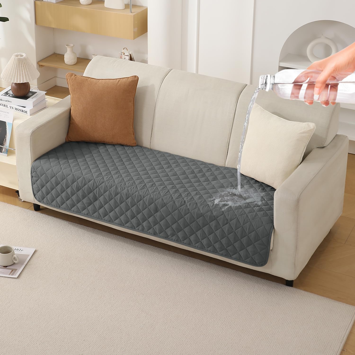 HOKIPO Polyester Quilted Waterproof Sofa Cover Mats For 1/2/3 Seater Sofa And L Shape. Make Your Own Sofa Cover Set, Mat Length 81(D) X 90(L) Cm, Scarlet Red (Ar-4964-W7) (B0CXJB3H13) Amazon Price History, Amazon Price Tracker