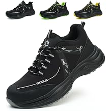 ISOOUS Work Shoes Men Women Safety Shoes Lightweight Non-Slip Steel Cap Shoes Breathable Comfortable Protective Shoes