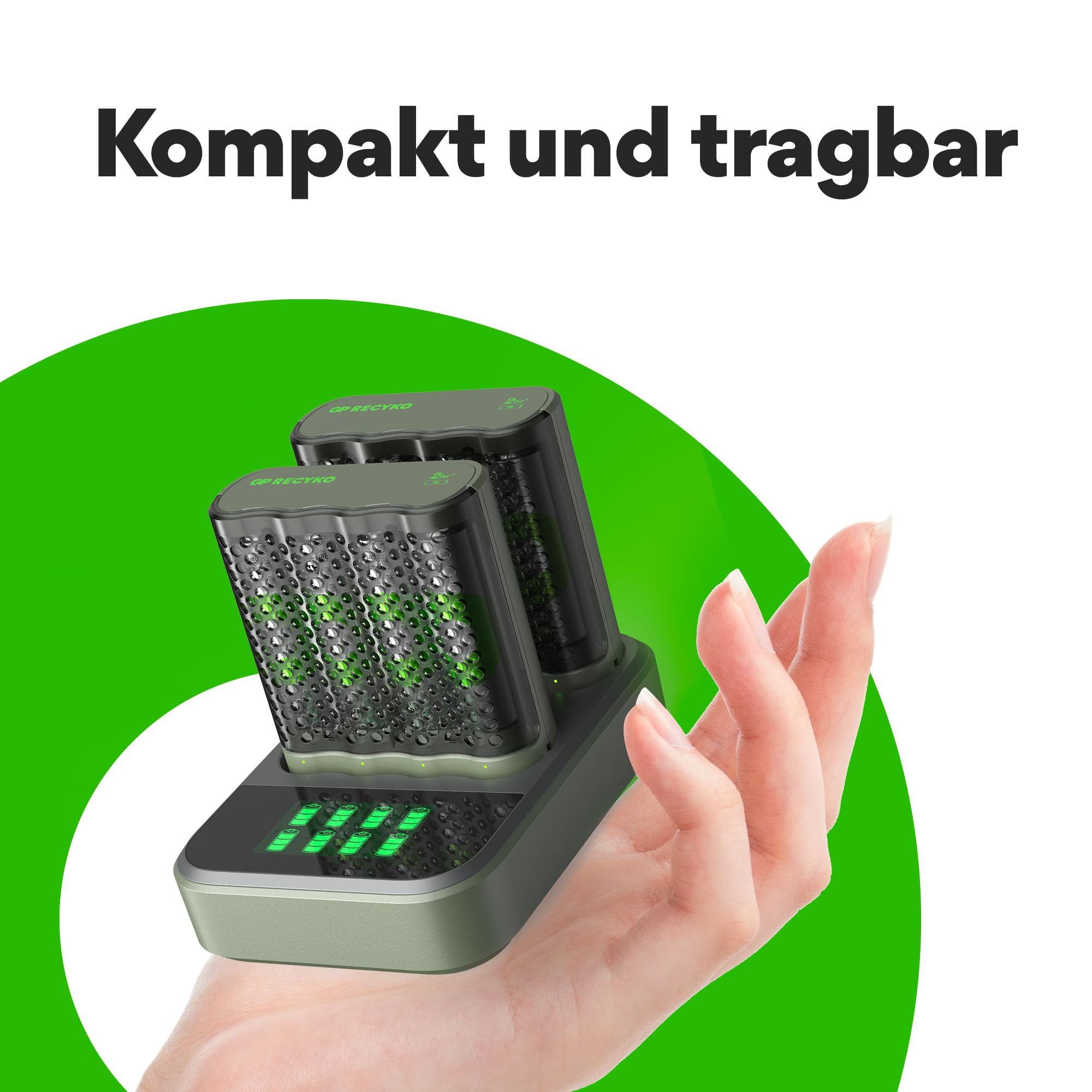GP ReCyko - Base de Carga USB con 2 Pilas USB GP M452, Incluye 8 Pilas ReCyko AA de 2600 mAh, Cargador AA AAA con Indicadores LED y Base