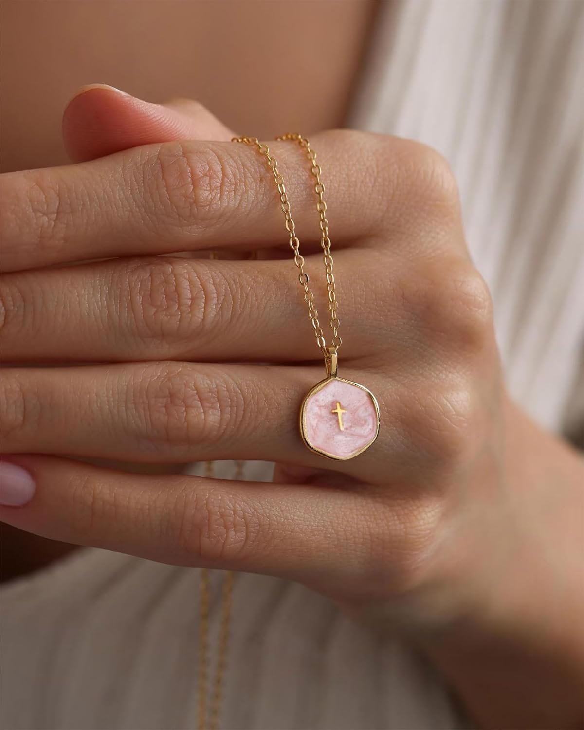 Small Cross Necklace for Women, Dainty 14K Gold Plated Cross Pendant Necklace, Everyday Simple Cross Charm Choker Minimalist Religious Jewelry Cute Trendy Gifts - Image 4