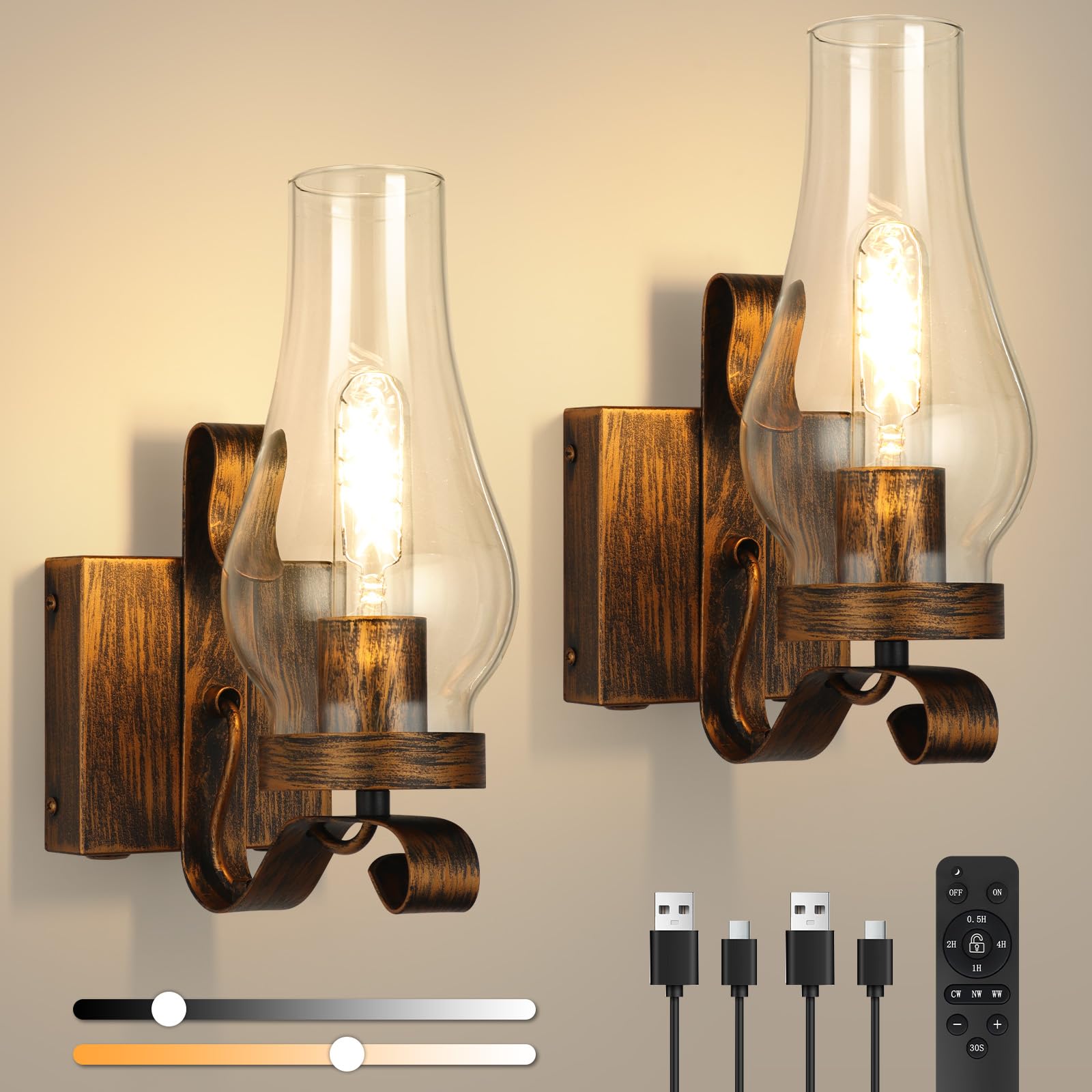 Photo 1 of EIDEARAY Set of 2 Battery Operated Wall Sconces