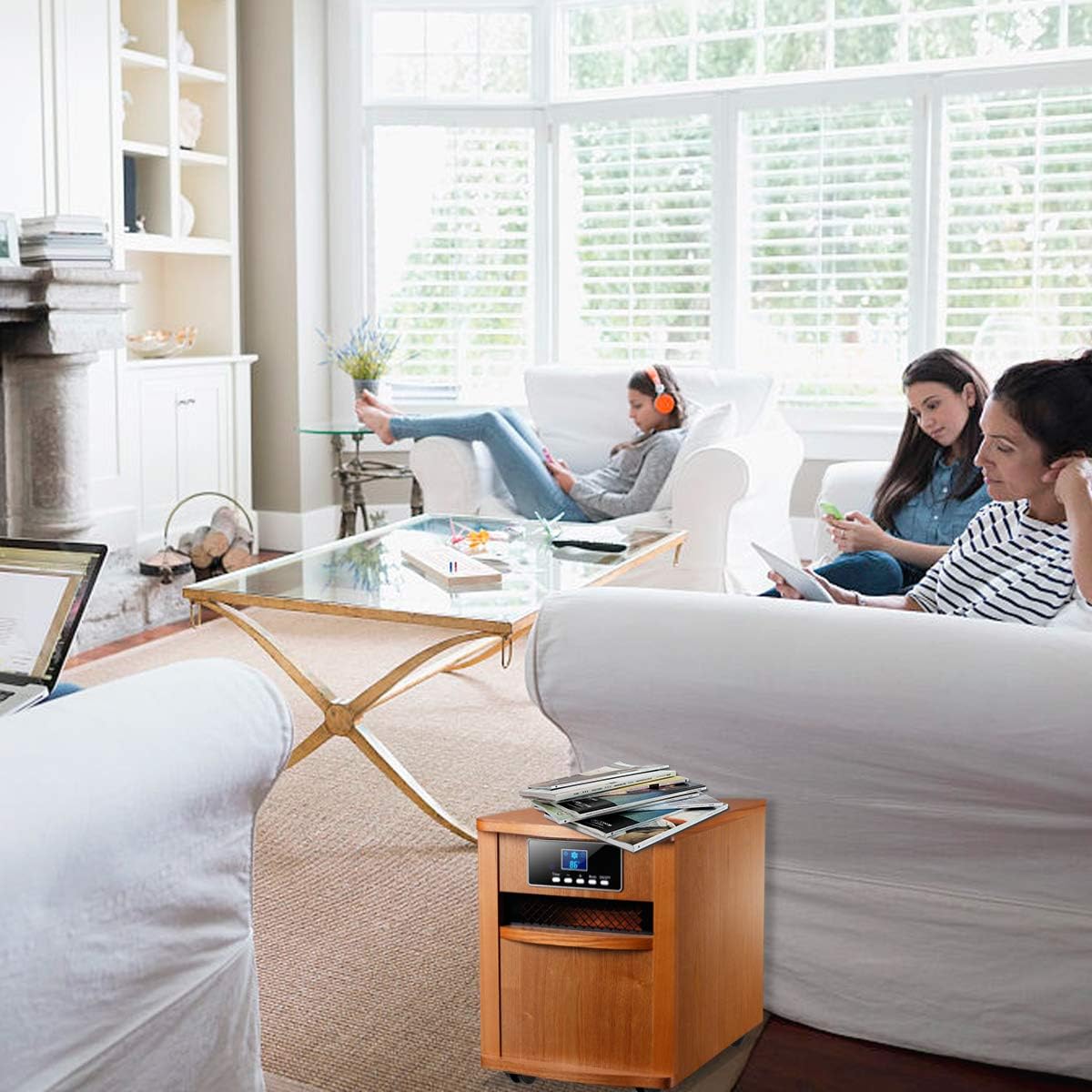 Remote control for Homeleader IWH-01 heater with buttons for Timer, Plus, Power, Minus, and Mode.